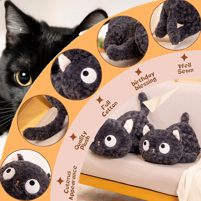 ELAINREN Ultra-Soft Gray Kitten Plush Pillow Cuddly Black Cat Kitty Stuffed Animals Gifts/55cm