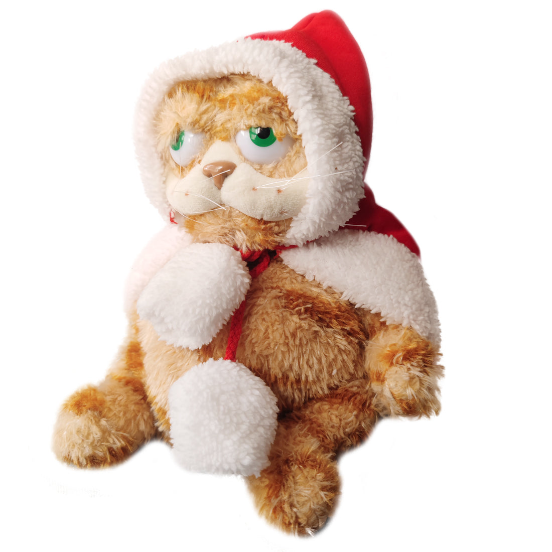 ELAINREN Christmas Garfield Stuffed Orange Cat Toy with Xmas Cap Decor/11.8''
