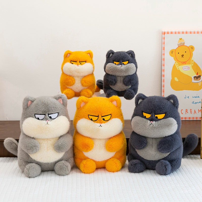 ELAINREN Chubby Furry Cat Plush Toy Cuddly Kitten Stuffed Kitten Gifts/35cm