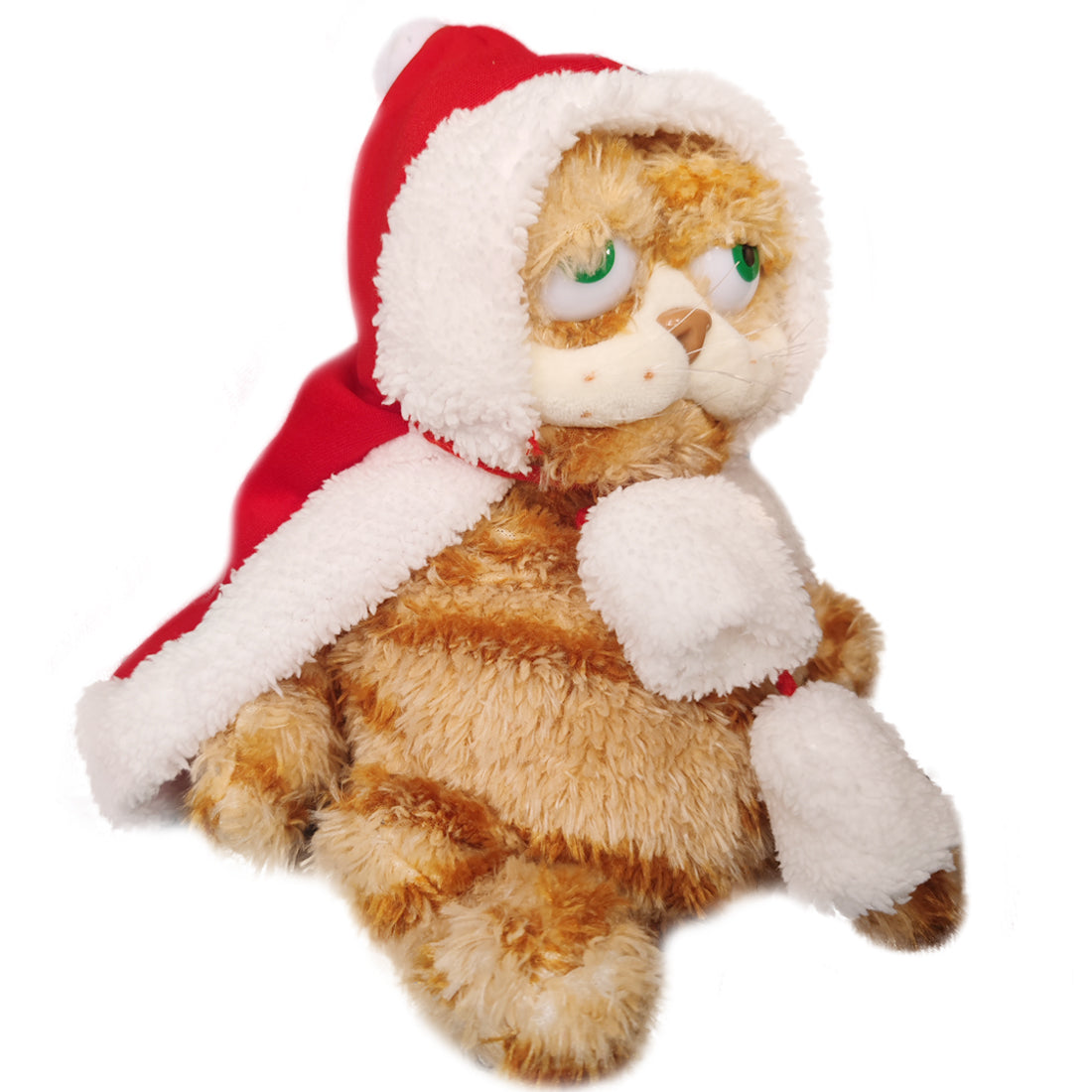 ELAINREN Christmas Garfield Stuffed Orange Cat Toy with Xmas Cap Decor/11.8''