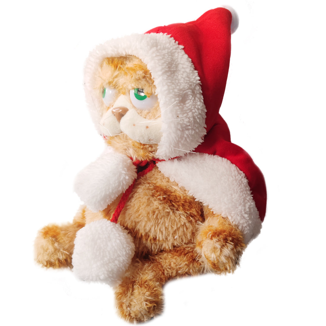 ELAINREN Christmas Garfield Stuffed Orange Cat Toy with Xmas Cap Decor/11.8''
