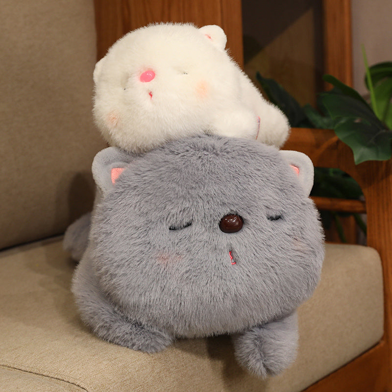 ELAINREN Cuddly Gray Kitten Stuffed White Cat Plush Toy Pillow Decor Gifts/45cm