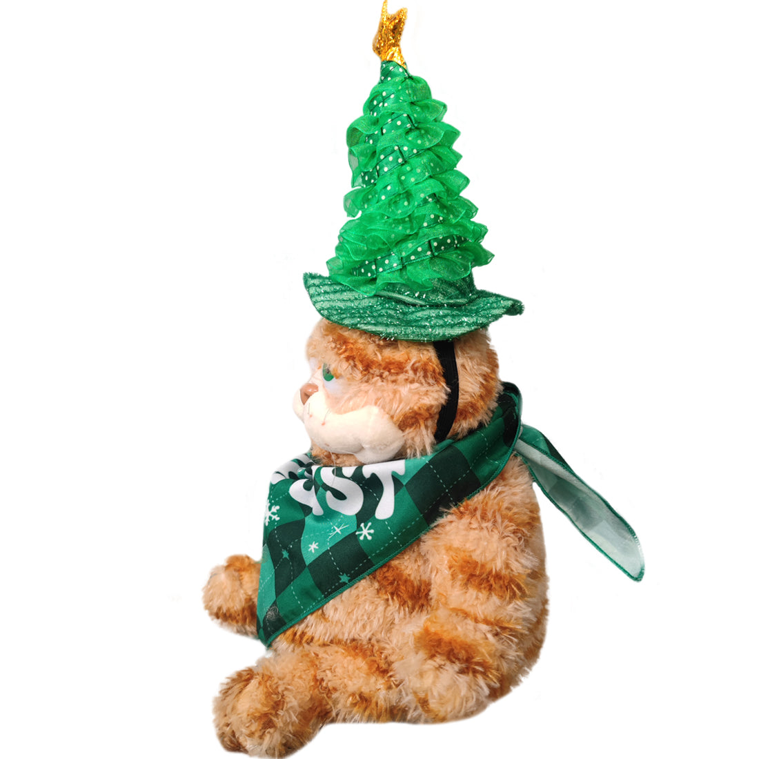 ELAINREN Christmas Garfield Stuffed Orange Cat Toy with Xmas Hat and Scarf Decor/11.8''