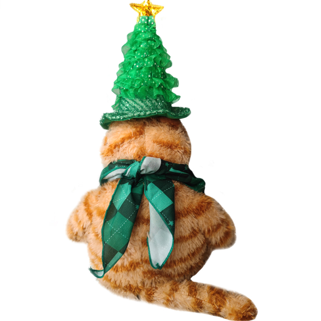 ELAINREN Christmas Garfield Stuffed Orange Cat Toy with Xmas Hat and Scarf Decor/11.8''