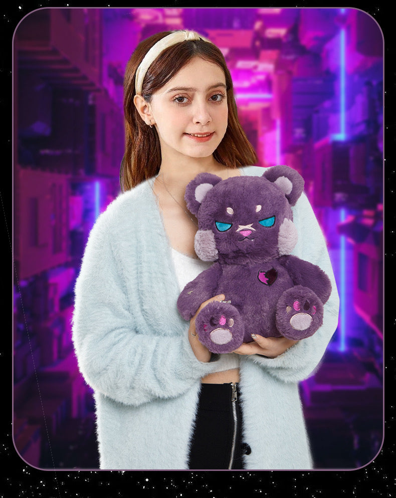 ELAINREN Creepy Gothic Bear Stuffed Gifts, Plush Goth Teddy Bear with Wings/11.8Inch