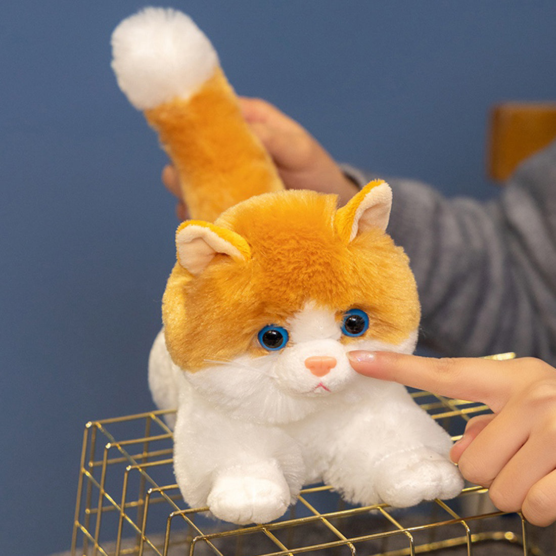 ELAINREN Realistic Orange Tabby Cat Stuffed Animals Lifelike Yellow Kitten Plushie Toy GIfts/30cm