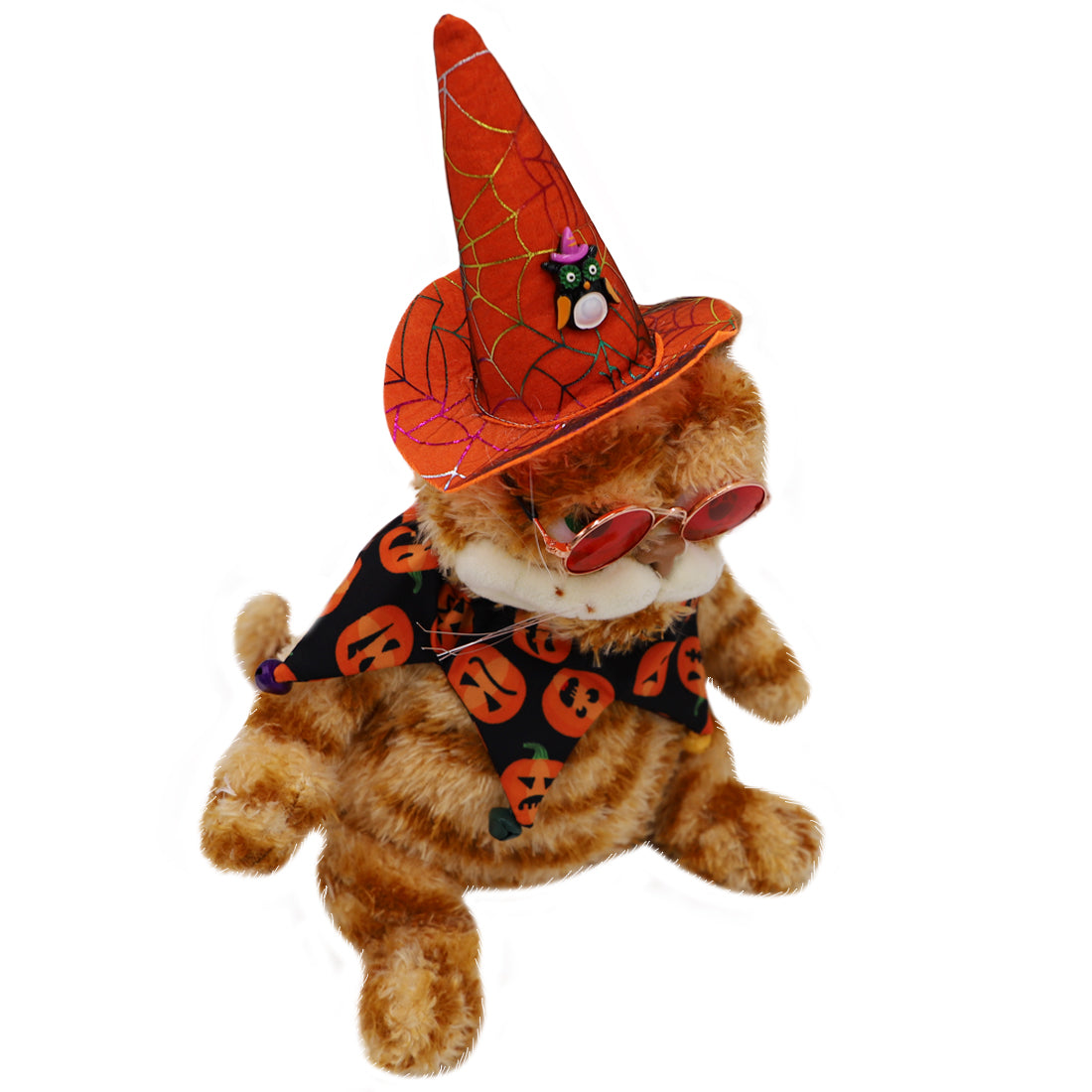 ELAINREN Halloween Garfield Plush Toy Halloween Witch Cat with Sun-Glass and Hat-30CM
