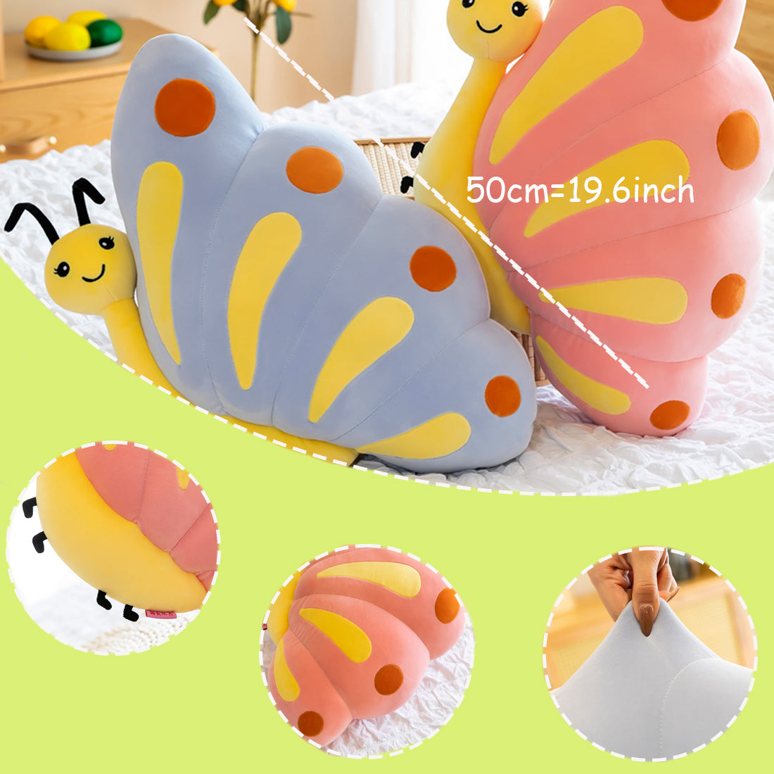 ELAINREN Lifelike Butterfly Plush Large Insect Animals Body Pillow/19.6inch