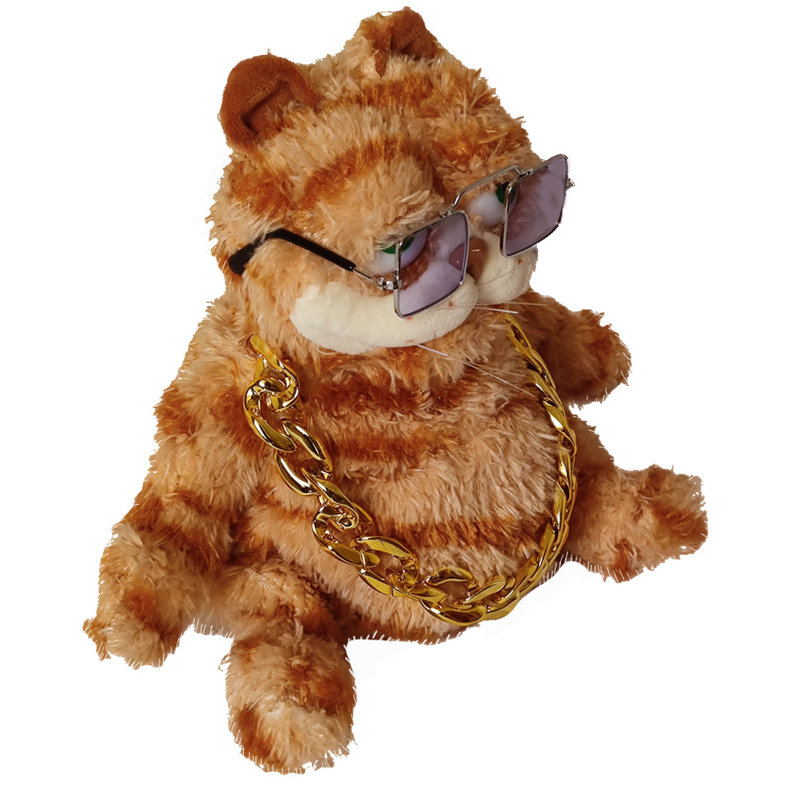 ELAINREN Halloween Garfield Plush Toy Cute Ugly Fat Kitten with Sun-Glass -30CM