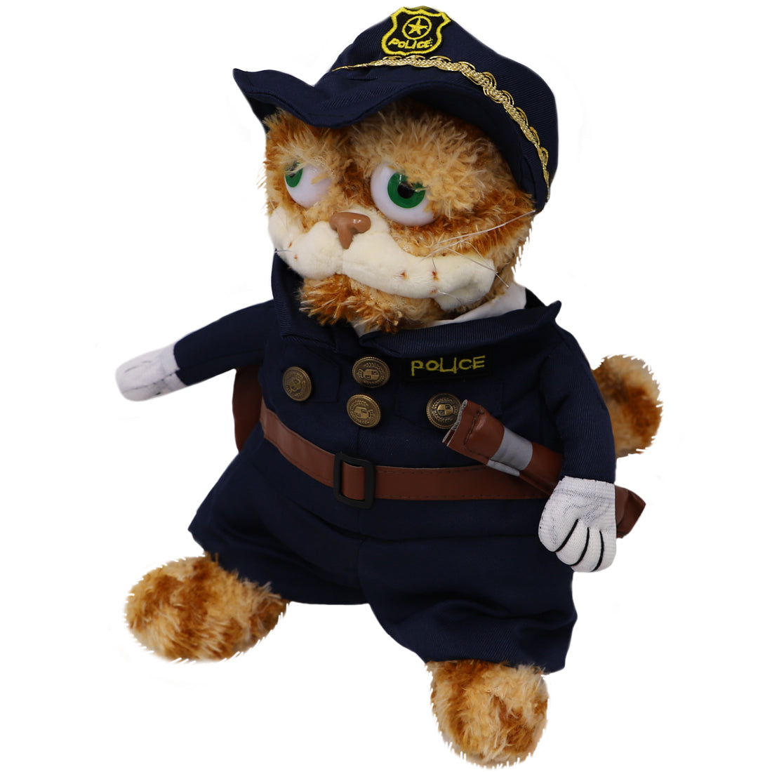 ELAINREN Halloween Garfield Plush Toy Police Pet Cat Plush Fat Orange Cat Stuffed Dolls-30cm