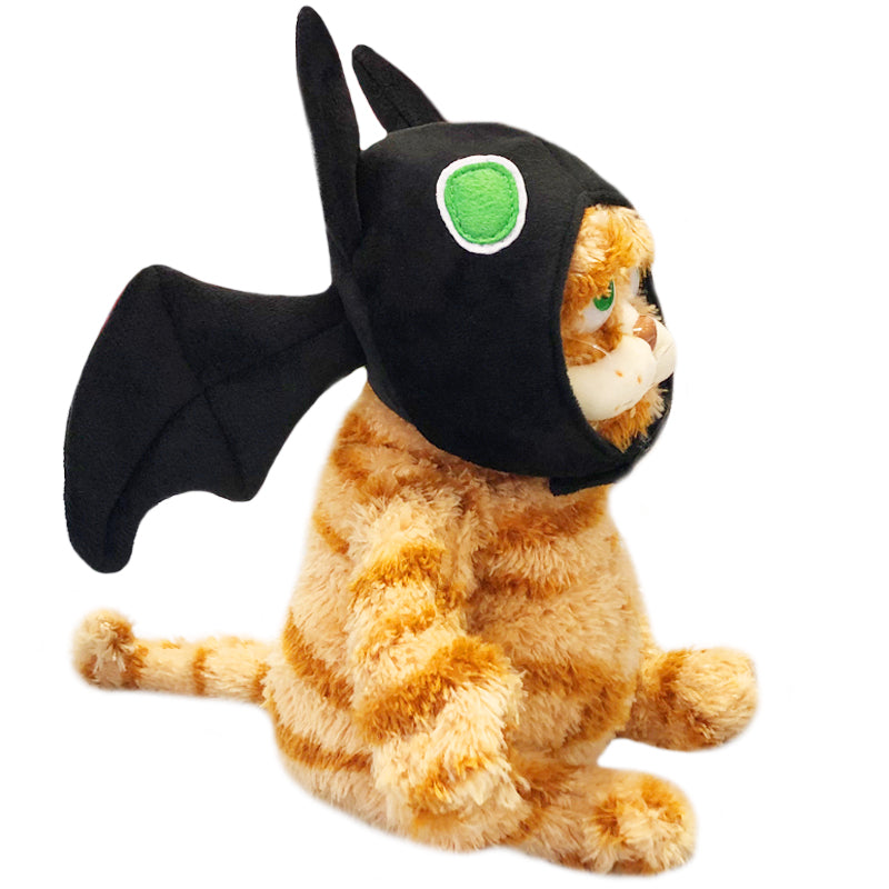 ELAINREN Halloween Bat Garfield Plush Toy Fat Orange Cat Plush Toy Dress Up Bat Costume-30CM