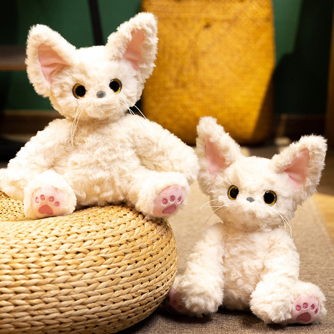ELAINREN Realistic White Devon Cat Plush Toy Stuffed Devon Rex Doll Gifts/26cm