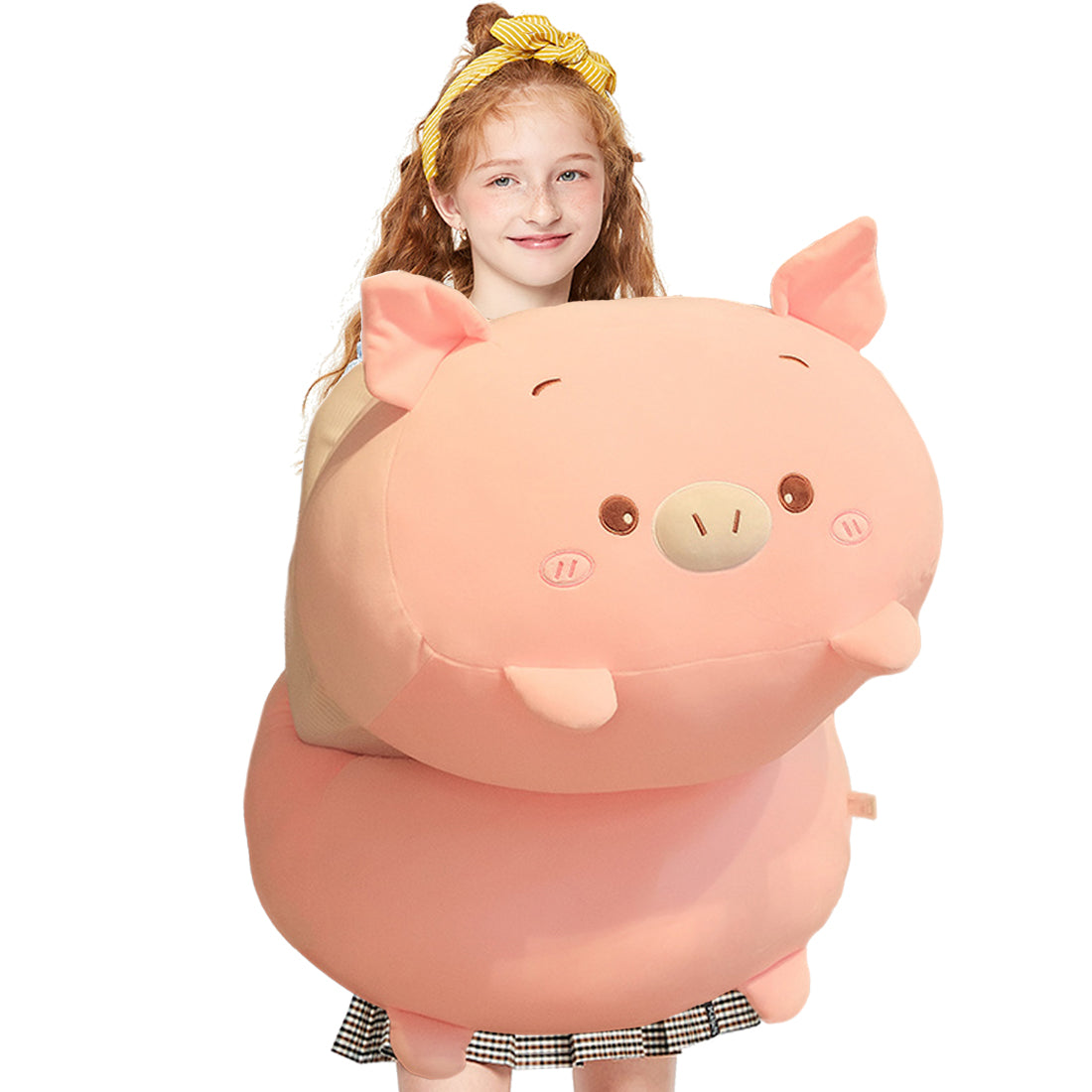 ELAINREN Giant Fluffy Pig Plush Body Pillow Soft Pink Pig Stuffed Animal Toy-23.6''
