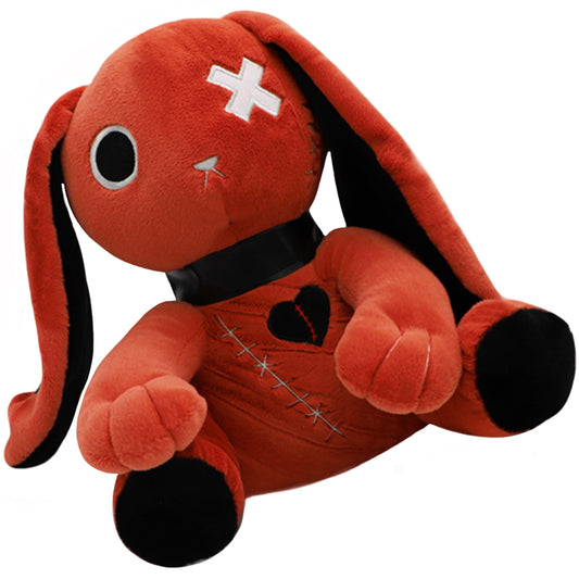 ELAINREN Red Goth Rabbit Stuffed Toy Creepy Scar Bunny Plush Crazy Rabbit Pillow/11.8Inch