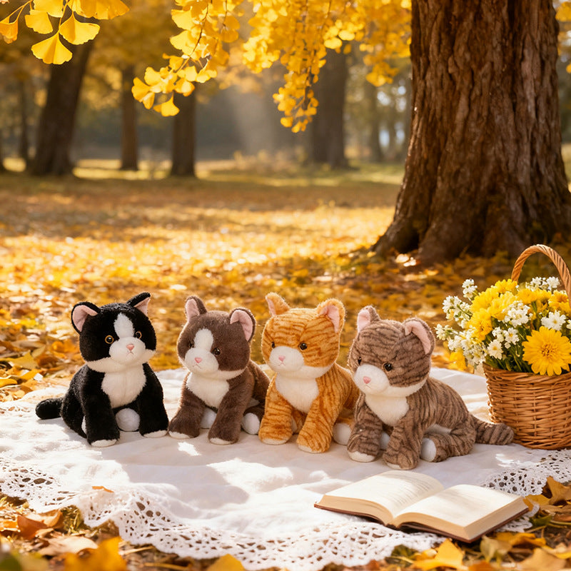 ELAINREN Cartoon Black Cat Stuffed Gray Kitten Toy GIfts