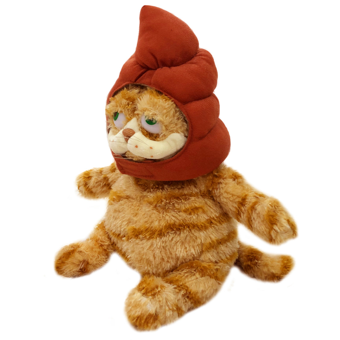 ELAINREN Halloween Garfield Plush Toy with Poop Hat Fat Orange Cat Plush Kitten Toy Dressing Up Poop Costume-30cm