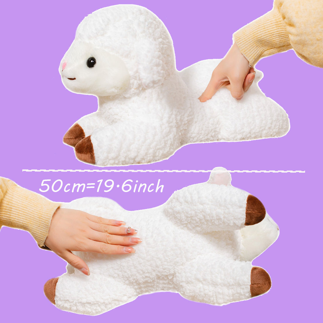 ELAINREN Cute Sheep Alpaca White Plush Lamb Toy Soft Pillow/19.6Inch