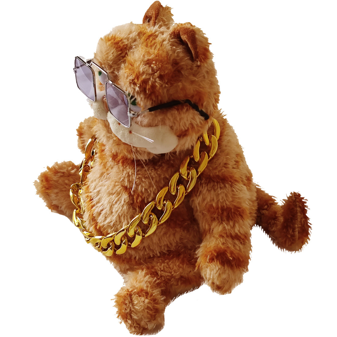 ELAINREN Halloween Garfield Plush Toy Cute Ugly Fat Kitten with Sun-Glass -30CM