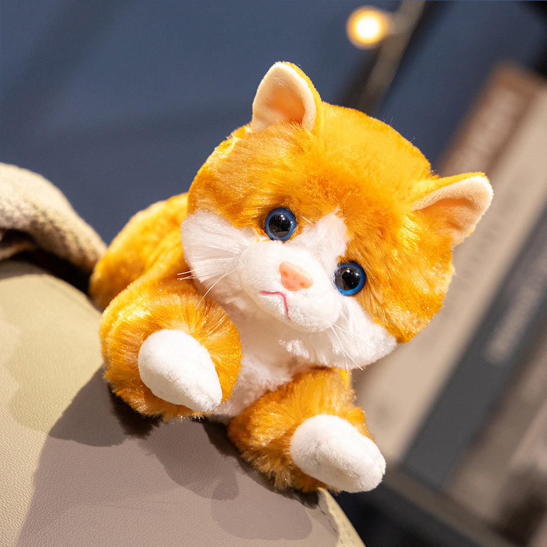 ELAINREN Realistic Orange Tabby Cat Stuffed Animals Lifelike Yellow Kitten Plushie Toy GIfts/30cm