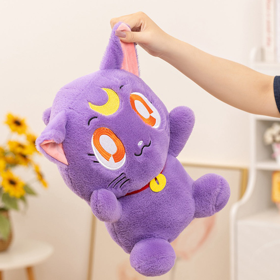 ELAINREN Cartoon Purple Cat Plush Toy Cute Kitten Stuffed Animals Gifts/23cm