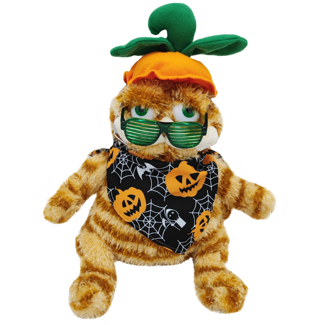 ELAINREN Halloween Garfield Plush Toy Crazy Cat Plush Toy with Pumpkin Hat-30CM
