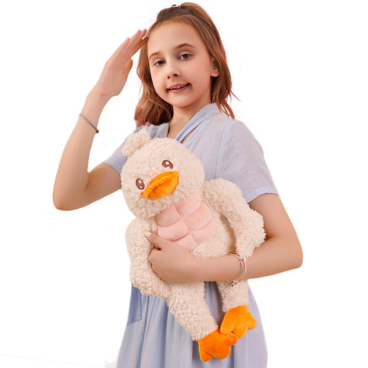 ELAINREN 3D Muscle Duck Plush Toy Pillow Soft White Duck Stuffed Animals Dolls Gifts/17.7''