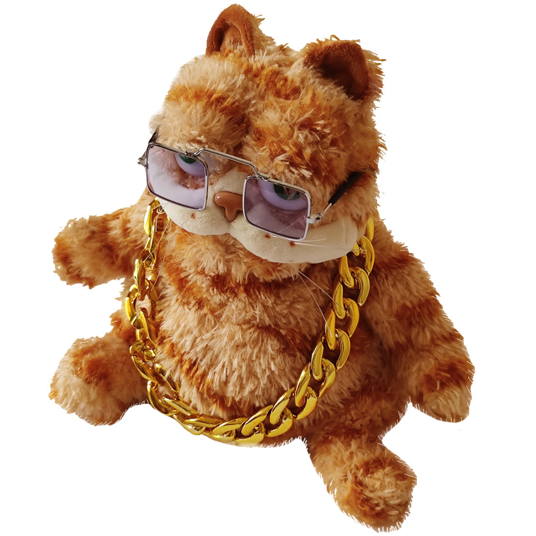ELAINREN Halloween Garfield Plush Toy Cute Ugly Fat Kitten with Sun-Glass -30CM