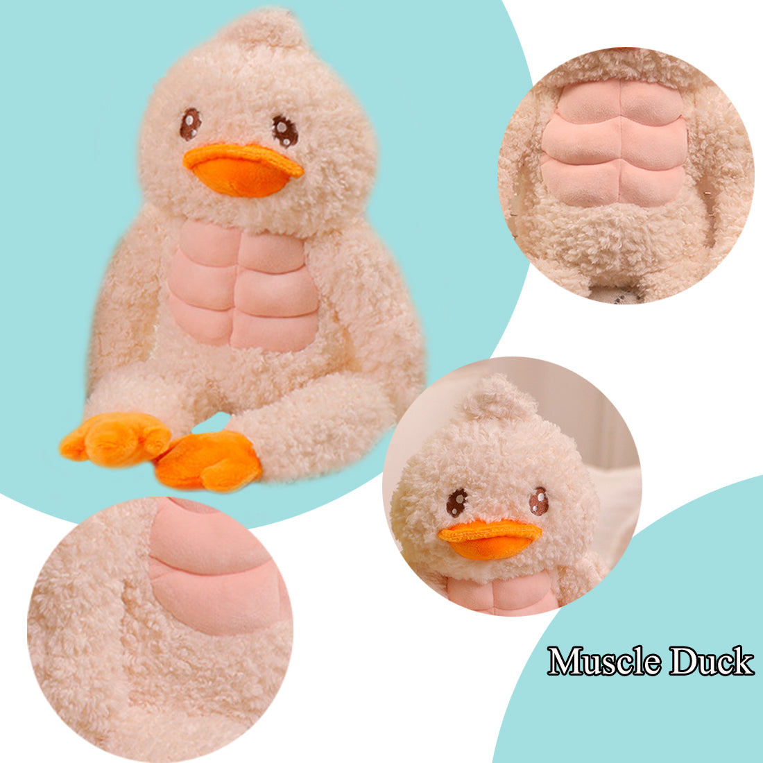 ELAINREN 3D Muscle Duck Plush Toy Pillow Soft White Duck Stuffed Animals Dolls Gifts/17.7''
