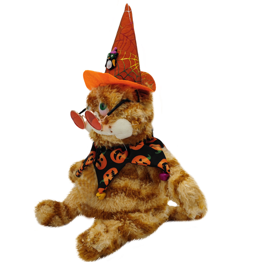 ELAINREN Halloween Garfield Plush Toy Halloween Witch Cat with Sun-Glass and Hat-30CM