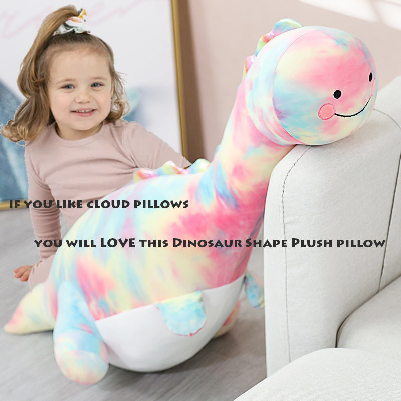 ELAINREN Big Tie-dye Dinosaur Plush Pillow Rainbow T-Rex Dino Stuffed Animals Toy/39.37''