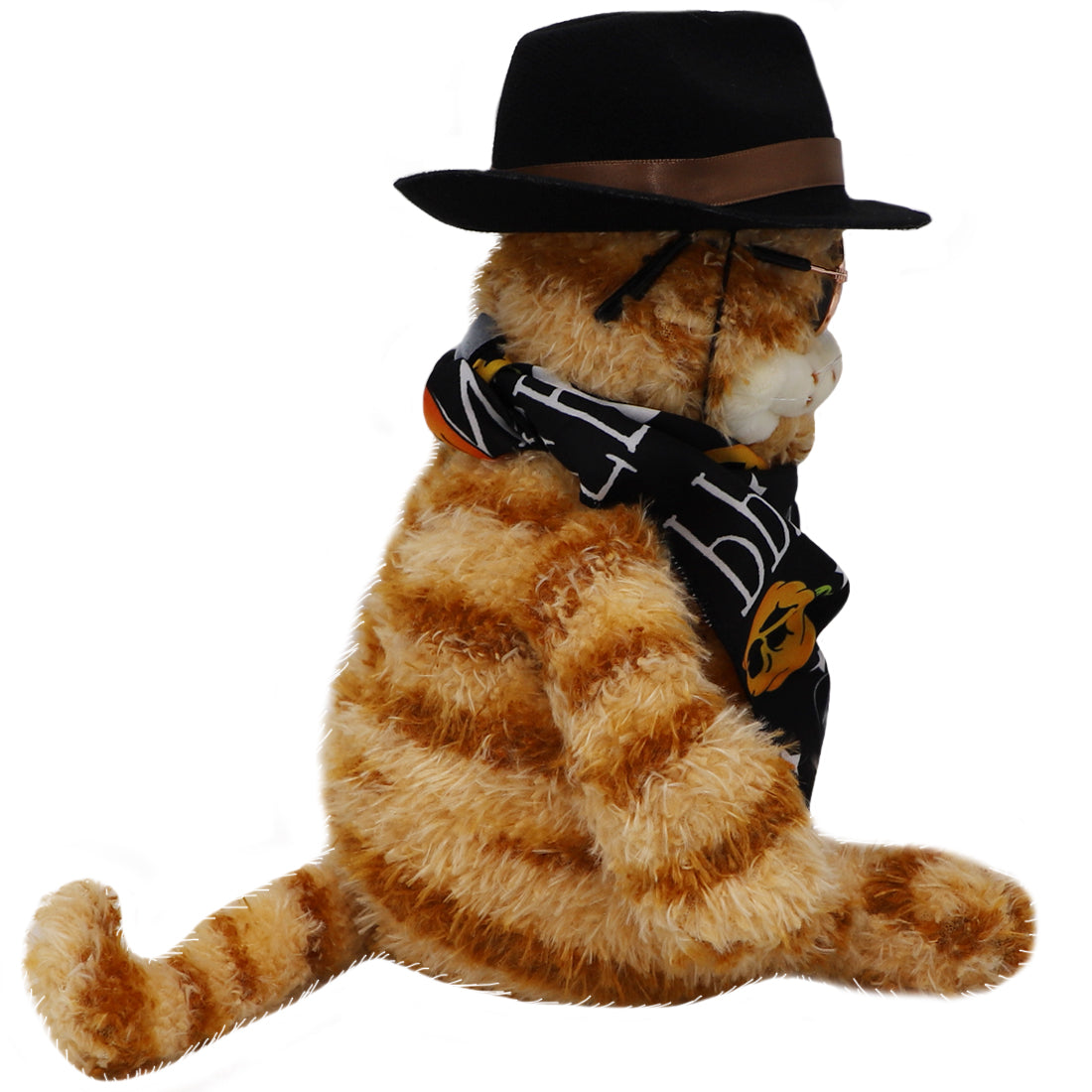 ELAINREN Halloween Garfield Plush Toy Ugly Stuffed Orange Cat with Sun-Glass and Hat-30CM