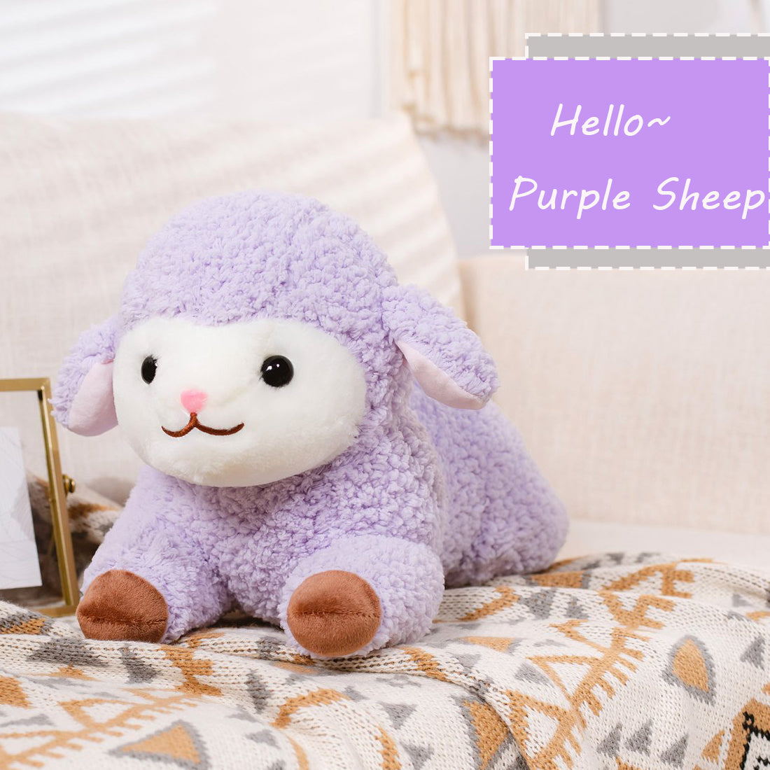 ELAINREN Cute Sheep Alpaca Purple Plush Lamb Toy Soft Pillow/19.6Inch