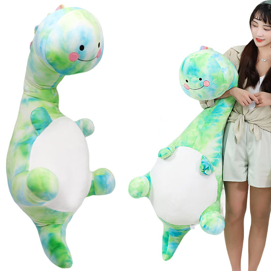 ELAINREN Big Tie-dye Dinosaur Plush Body Pillow Rainbow T-Rex Dino Stuffed Gifts/39.37''