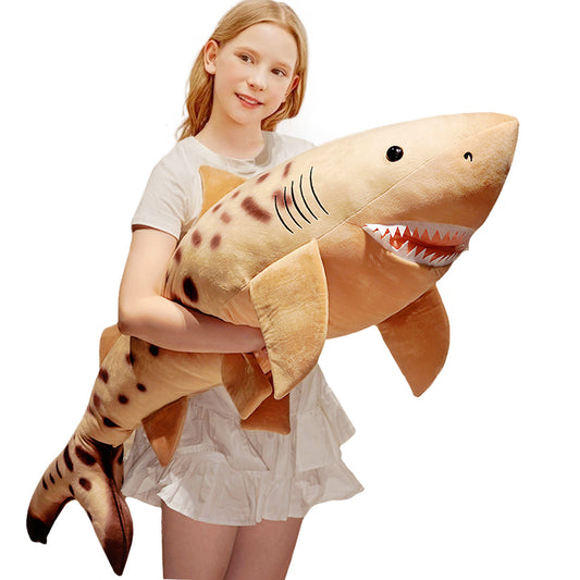 ELAINREN Large Lifelike Tiger Shark Stuffed Pillow Simulation Zebra Shark Plush Toy/31.5Inch