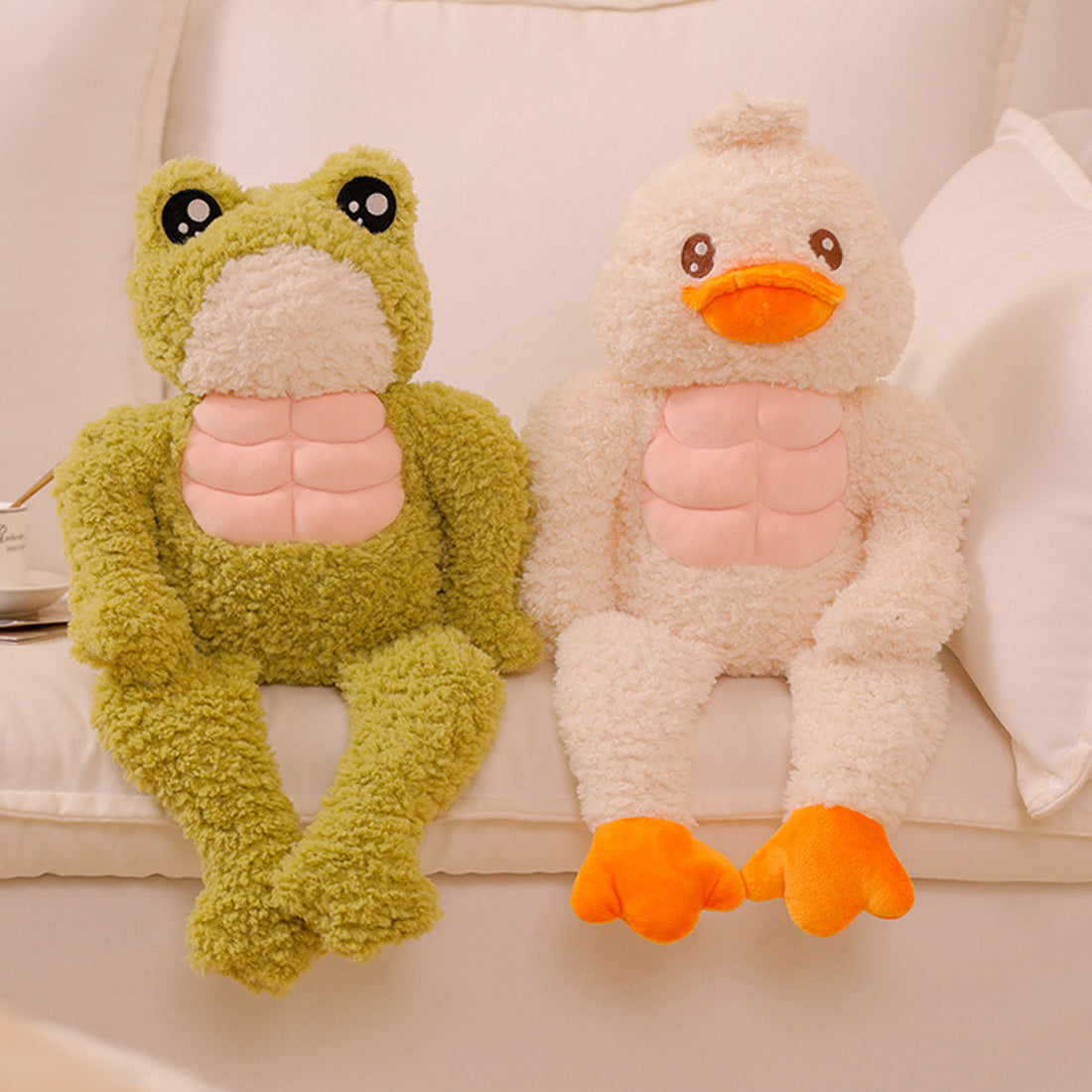 ELAINREN 3D Muscle Duck Plush Toy Pillow Soft White Duck Stuffed Animals Dolls Gifts/17.7''
