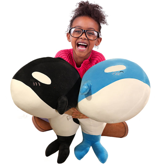 ELAINREN Giant Orca Black Fish Plush Whale Big Killer Whale Soft Hugging Pillow -23.6Inch