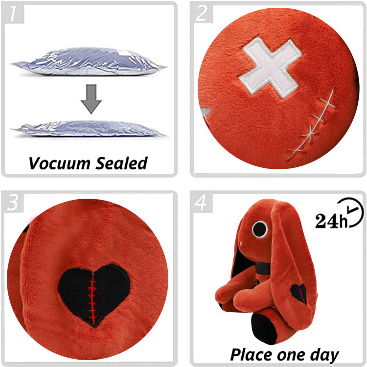 ELAINREN Red Goth Rabbit Stuffed Toy Creepy Scar Bunny Plush Crazy Rabbit Pillow/11.8Inch