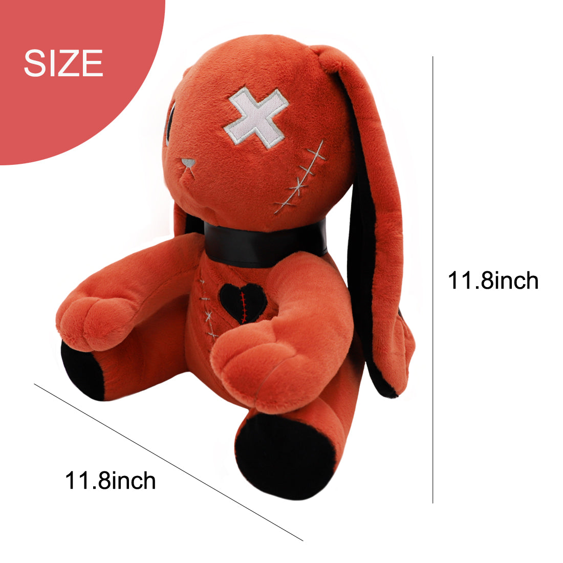ELAINREN Red Goth Rabbit Stuffed Toy Creepy Scar Bunny Plush Crazy Rabbit Pillow/11.8Inch
