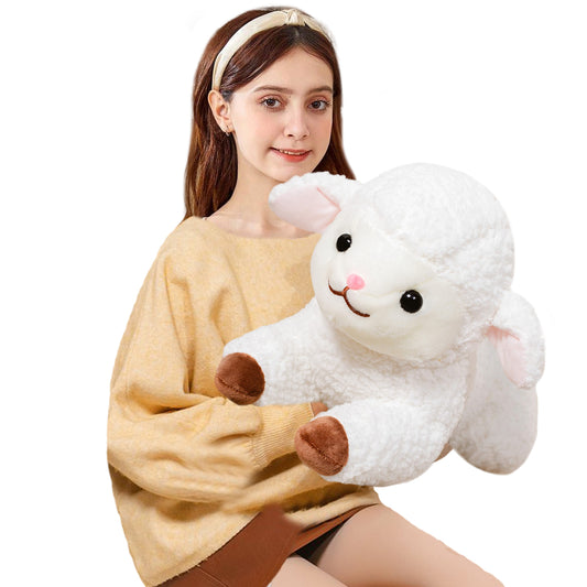 ELAINREN Cute Sheep Alpaca White Plush Lamb Toy Soft Pillow/19.6Inch