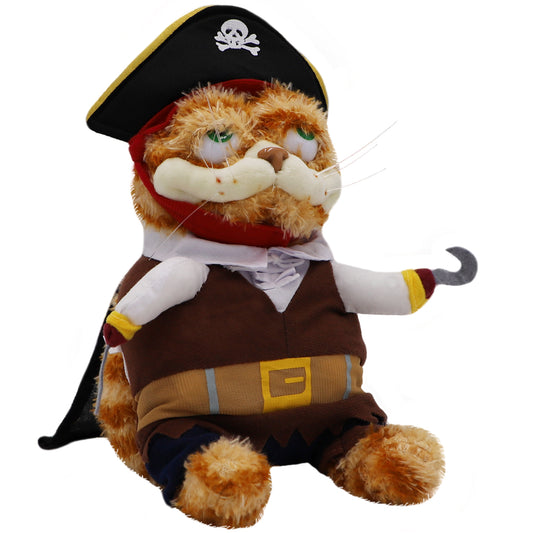 ELAINREN Halloween Garfield Plush Toy Pirate Fat Orange Cat Plush Kitten Toy Dress Up Pirate Costume-30CM