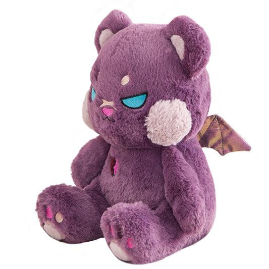 ELAINREN Creepy Gothic Bear Stuffed Gifts, Plush Goth Teddy Bear with Wings/11.8Inch