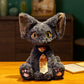 ELAINREN Halloween Devon Rex Cat Plush Toy Halloween Black Devon Rex Kitten Kitty Stuffed Animal Soft Doll Gifts/11.8inch