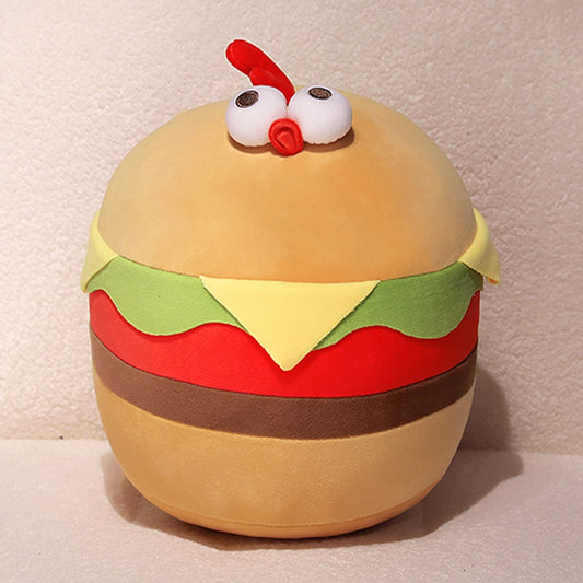ELAINREN Cute Hamburg Chick Plush Pillows Soft Cheeseburger Food Toy Gifts/35cm