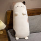 ELAINREN Cuddly Long Calico Cat Plush Pillow Fluffy White Kitten Stuffed Cushion Decor Gifts/70cm