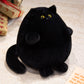 ELAINREN Furry White Kitten Plush Pillow Ultra-Soft Chubby Black Cat Stuffed Animals Toy/