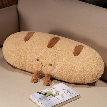 ELAINREN 3D Simulation Bread Plush Pillow, Soft Butter Toast Bread Kids Body Pillow Lumbar Baguette Back Cushion