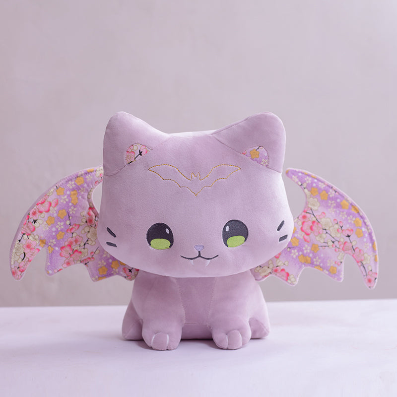 ELAINREN Cuddly Purple Bat Kitten Stuffed Pink Bat Cat Toy/11.8''