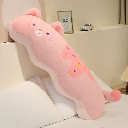 ELAINREN Long Cat Plush Soft Cushion Deor Pillow