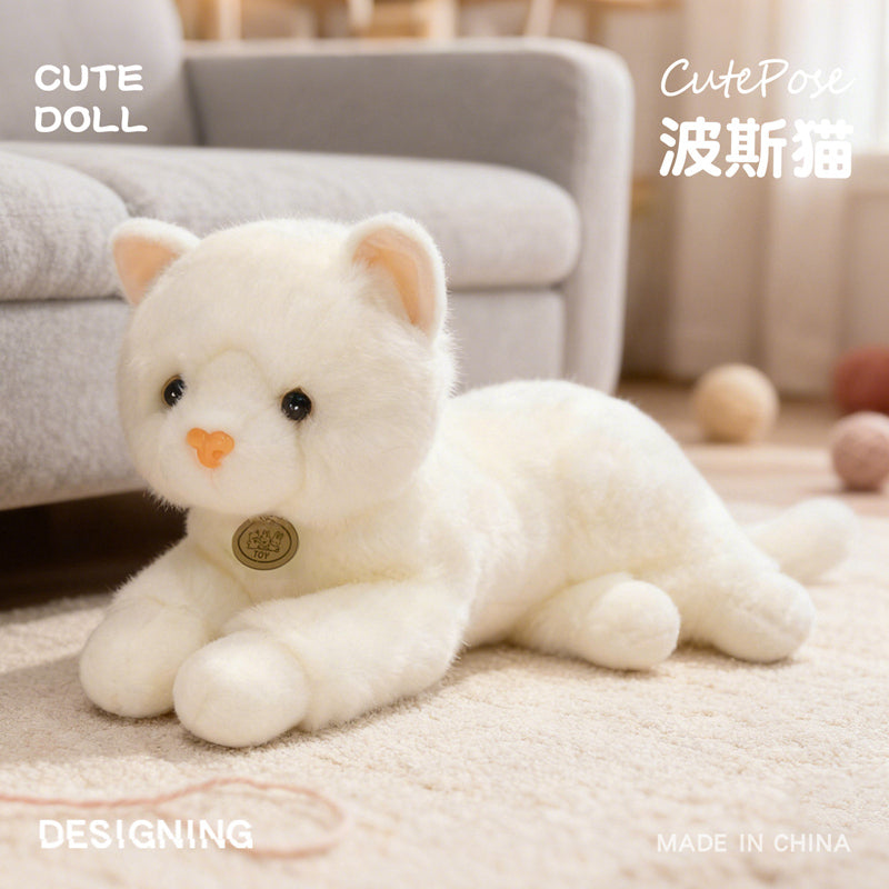 ELAINREN Realisitc White Kitten Stuffed Animals Toy GIfts