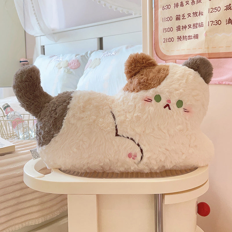 ELAINREN Ultra-Soft Calico Kitten Plush Flat Pillow